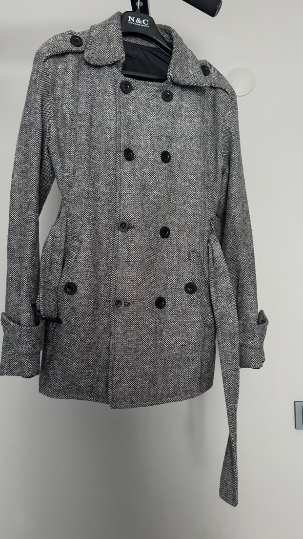 Gri Düğmeli Midi erkek Kaban - Görsel 3