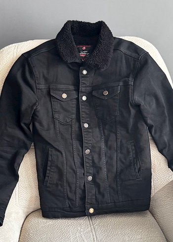 Siyah erkek Denim Ceket Düğmeli - Görsel 3