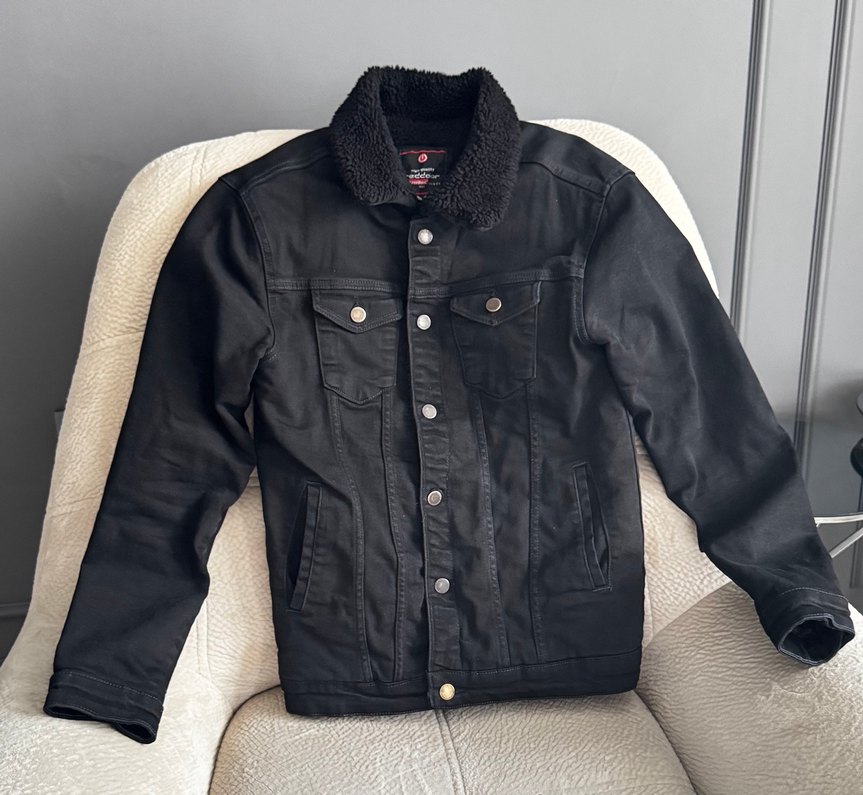 Siyah erkek Denim Ceket Düğmeli - Görsel 3