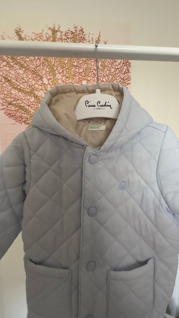 Düğmeli Kapüşonlu Erkek Çocuk Gri Mont - Görsel 2