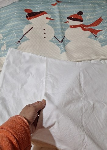 2 adet kış temalı kardan adamlı yastık kılıfı - Görsel 3