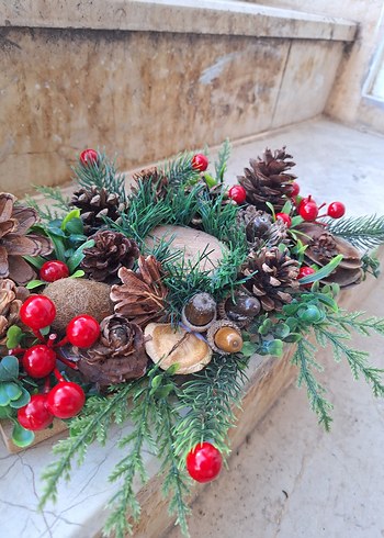 Ahşap ve Kırmızı Meyveli mumluk - Görsel 3