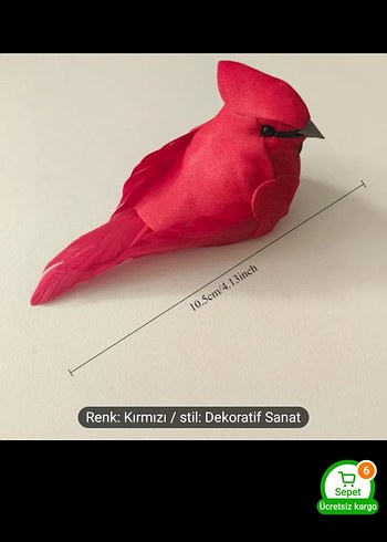 Kırmızı Dekoratif Kuş Figürleri - Görsel 3