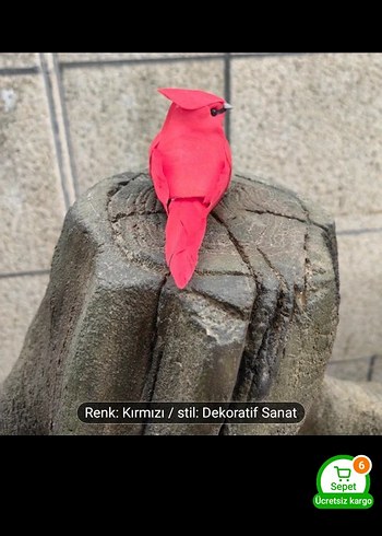 Kırmızı Dekoratif Kuş Figürleri - Görsel 6