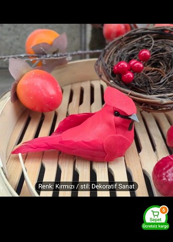 Kırmızı Dekoratif Kuş Figürleri - Görsel 2