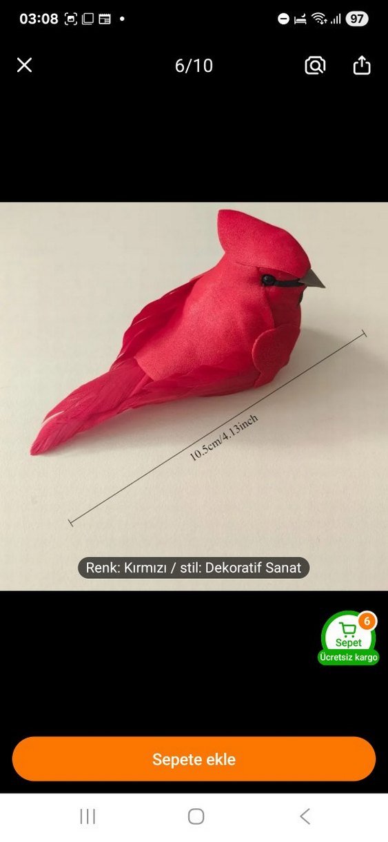 Kırmızı Dekoratif Kuş Figürleri - Görsel 3