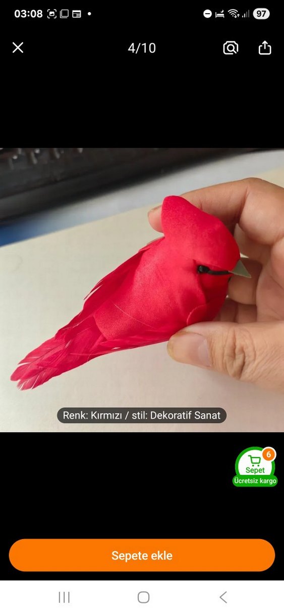 Kırmızı Dekoratif Kuş Figürleri - Görsel 5