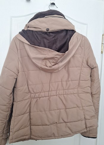 Düğmeli Bej Kadın Kışlık Mont - Görsel 6