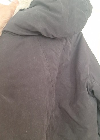 Kürklü Kapüşonlu siyah Kadın Kışlık Ceket - Görsel 8