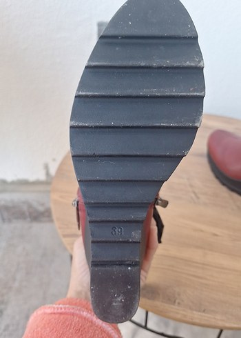 Bordo Deri Dolgu Topuklu Kadın Bot - Görsel 5