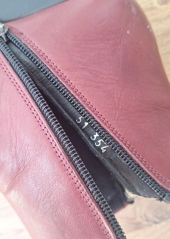 Bordo Deri Dolgu Topuklu Kadın Bot - Görsel 6