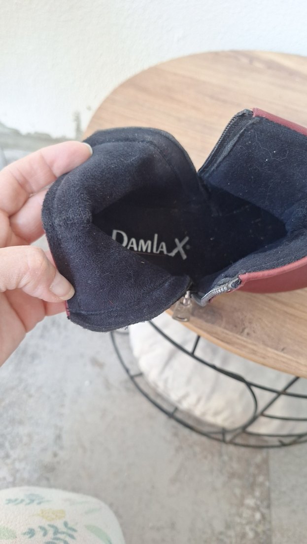 Bordo Deri Dolgu Topuklu Kadın Bot - Görsel 4