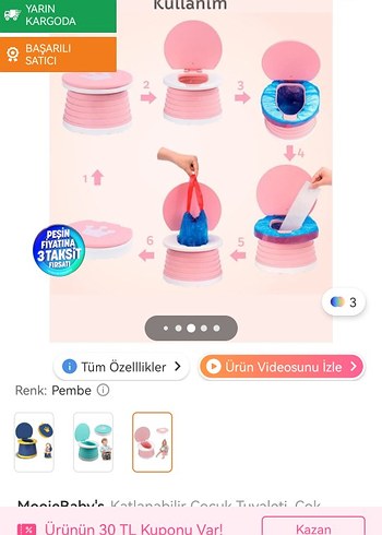 Pembe Katlanabilir Plastik Bebek Lazımlığı - Görsel 6