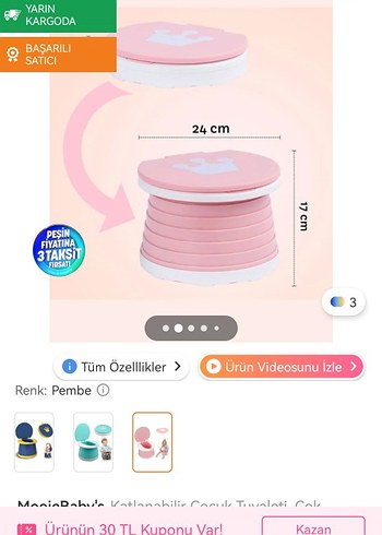 Pembe Katlanabilir Plastik Bebek Lazımlığı - Görsel 4