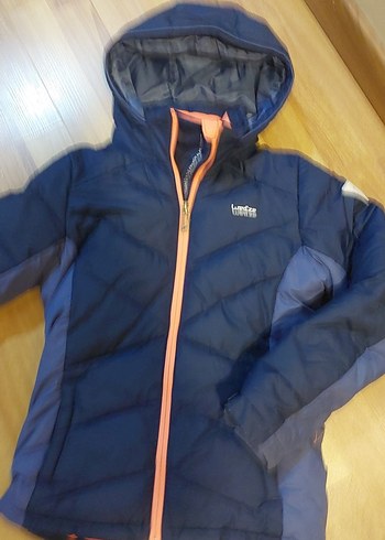 Decathlon kız Çocuk Mavi pembe Kapüşonlu Fermuarlı Mont