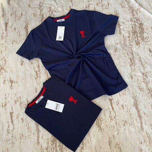 Unisex Ami nakışlı pamuklu Avrupa kalıp t-shirt