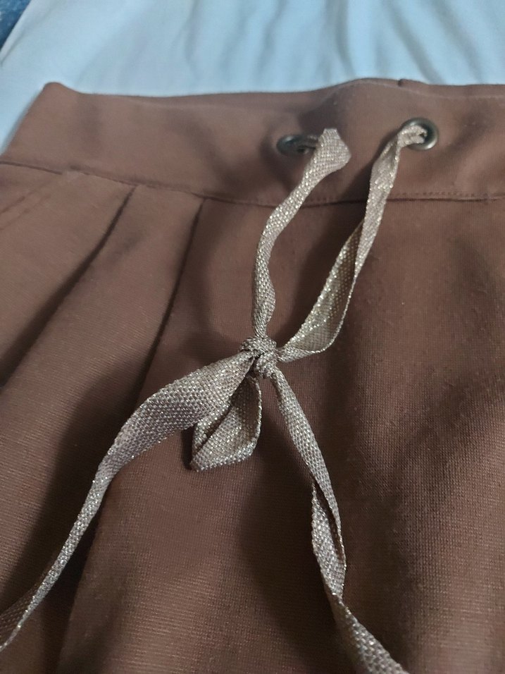 Kahverengi Bol Kesim Kemerli Etek - Görsel 2