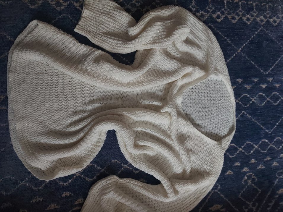 Beyaz Bohem Kadın Triko Bluz - Görsel 5