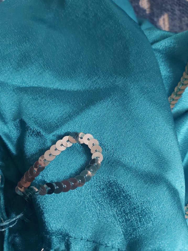 Parıltılı Turkuaz Kız Elbisesi Fırfırlı - Görsel 3