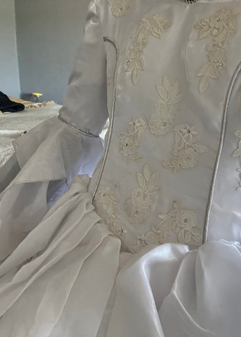 Beyaz Uzun Straplez Prenses Gelinlik - Görsel 3