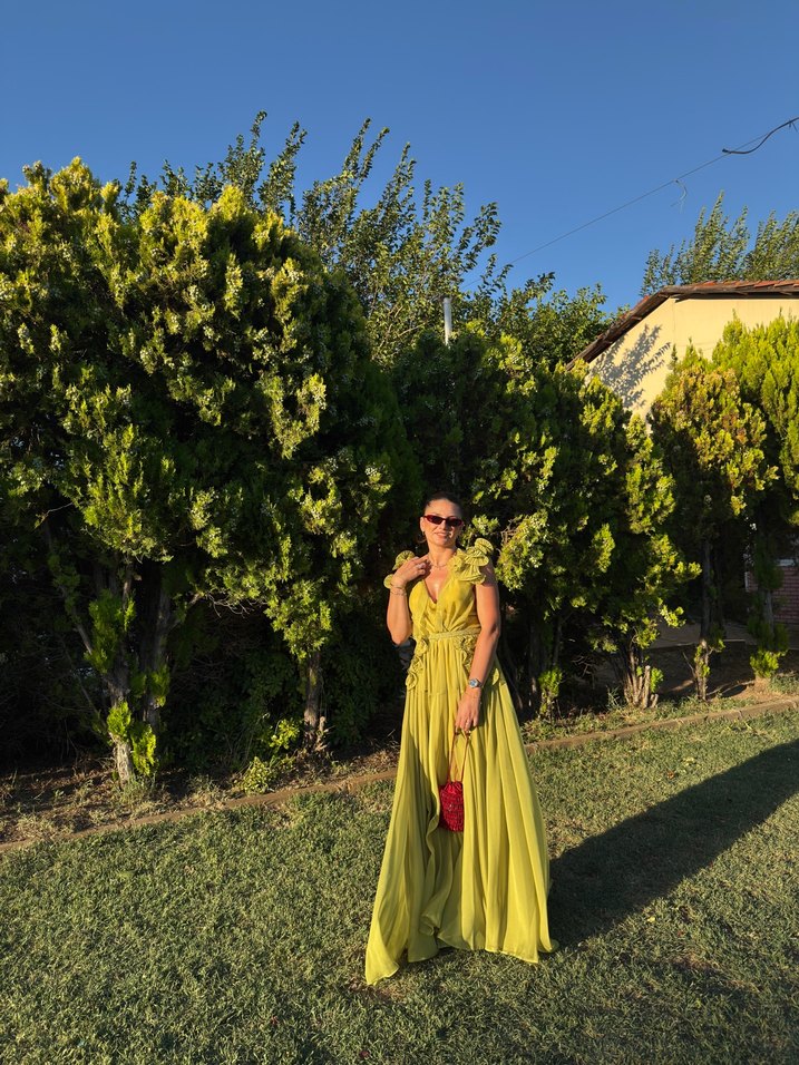 Bohem V Yaka Salaş Uzun Kadın Elbise - Görsel 2