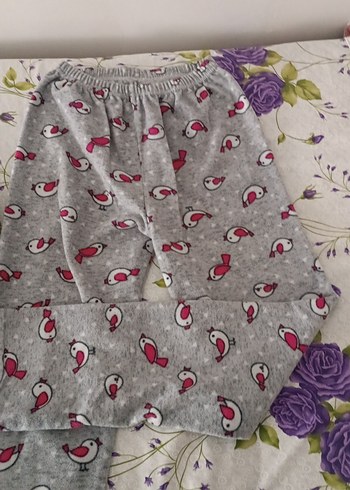 Diğer Gri Baskılı Polar Pijama Takımı
