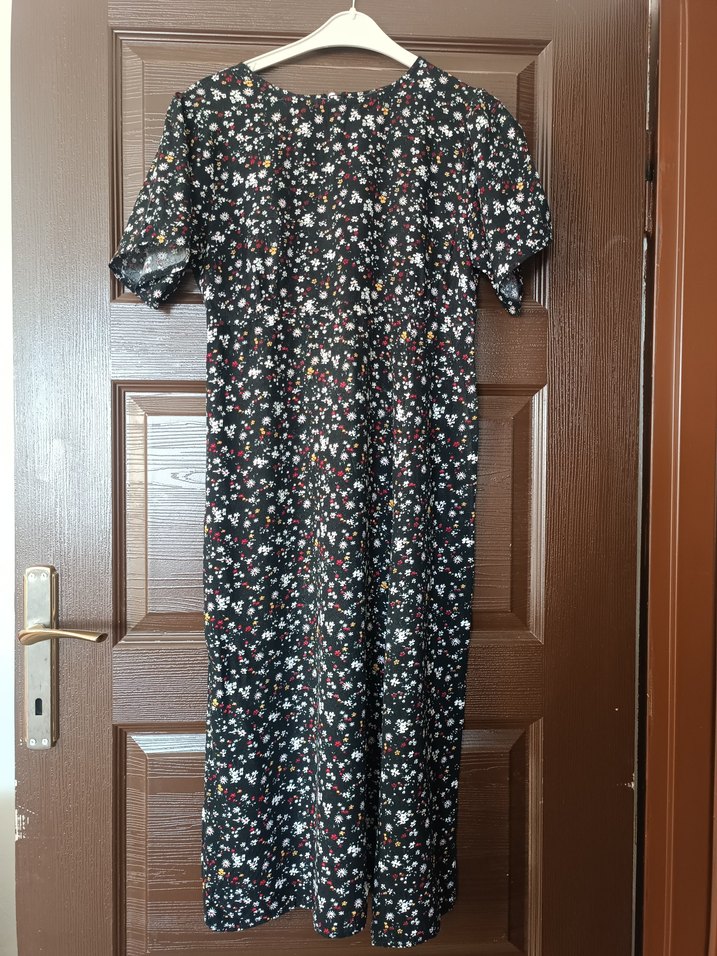 Çiçek Desenli Uzun Hamile Tulum - Görsel 2