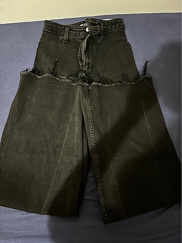 wide leg yüksek bel sıyah pantolon - Görsel 7