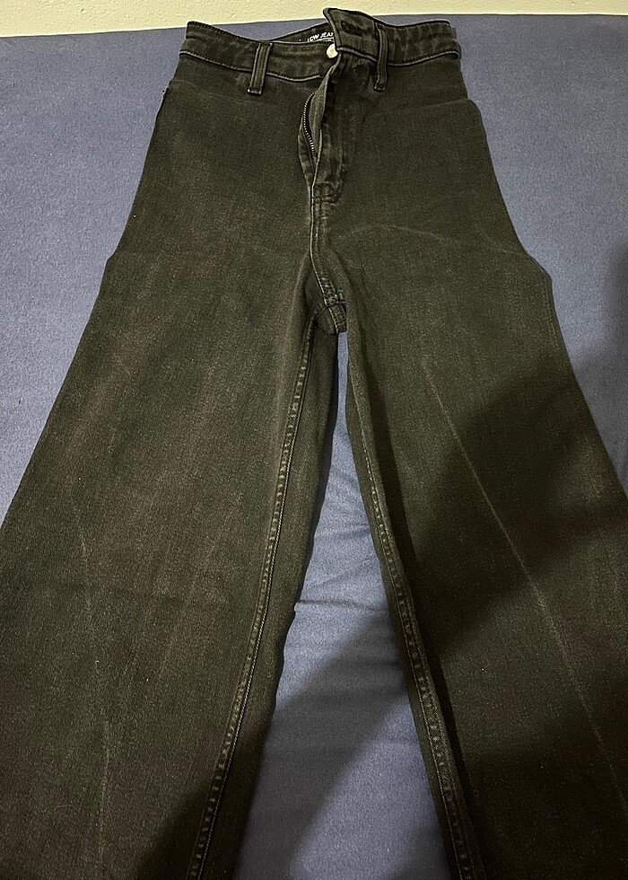 wide leg yüksek bel sıyah pantolon - Görsel 5