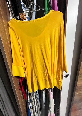 Sarı Salaş Hamile Gömleği, Uzun Kollu, Drapeli - Görsel 3