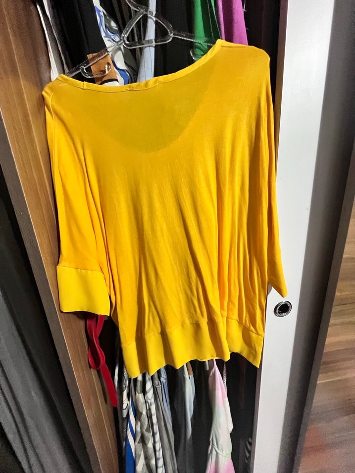 Sarı Salaş Hamile Gömleği, Uzun Kollu, Drapeli - Görsel 3