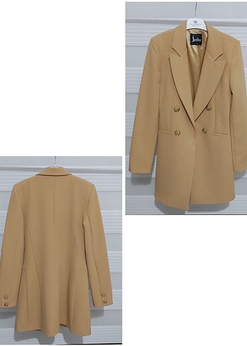Camel Düğmeli Kadın Blazer Ceket