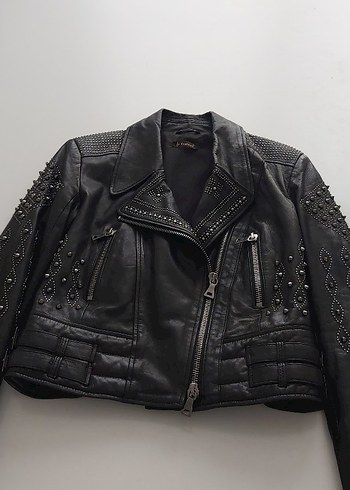 Siyah Kemerli Kadın Deri Ceket - Görsel 6