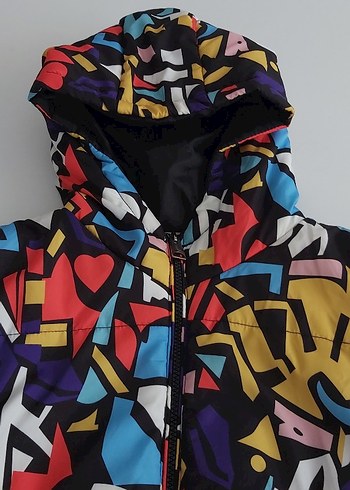 Çok Renkli Kapüşonlu Kadın Mont - Görsel 2