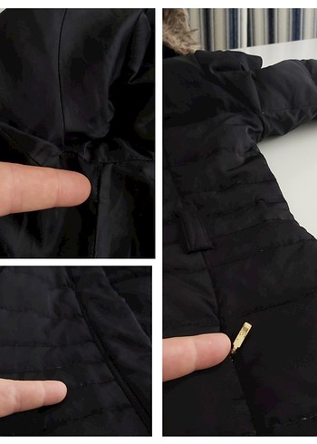 Kürk Detaylı Siyah Kadın Kışlık Mont - Görsel 8