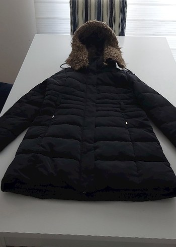 Kürk Detaylı Siyah Kadın Kışlık Mont - Görsel 5