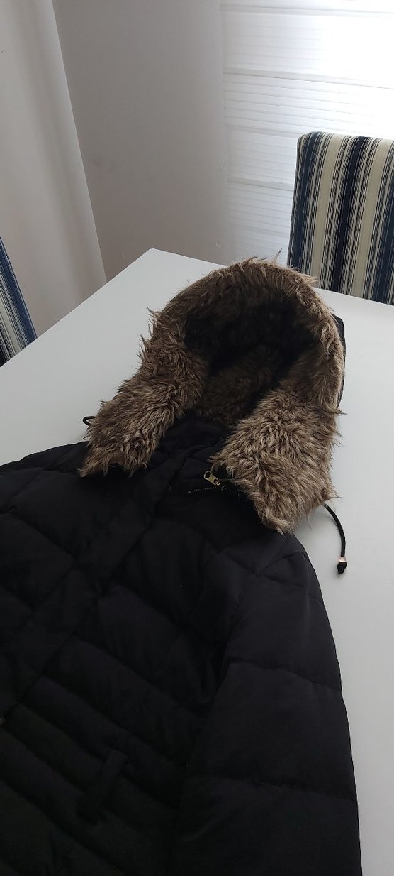 Kürk Detaylı Siyah Kadın Kışlık Mont - Görsel 4