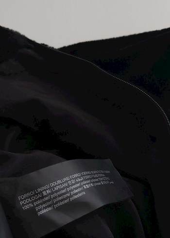 Siyah Kapüşonlu Kadın Peluş mont - Görsel 7