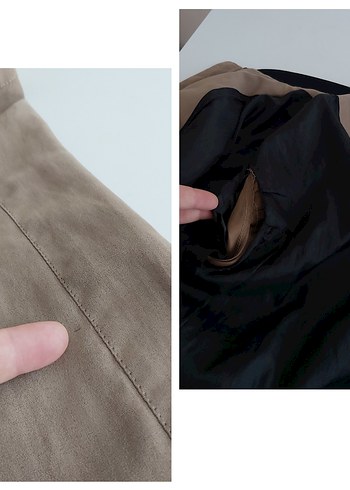 Bej Süet mont - Görsel 8