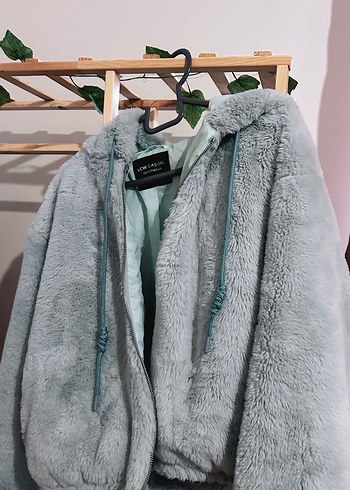 LC Waikiki LCW Casual Gri Kürklü Kapüşonlu mont