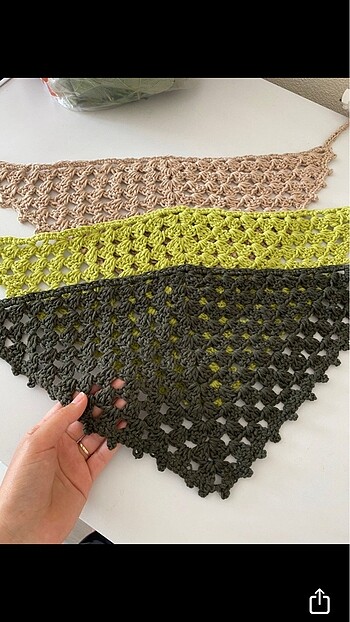 Yeşil zara el örgüsü bandana