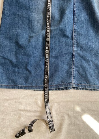 m Beden Navy Denim Midi Uzun Etek
