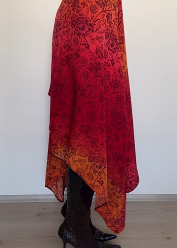 Kırmızı Uzun Bohem Etek - Görsel 3