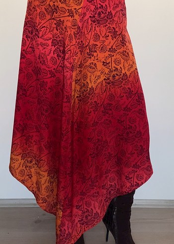 Kırmızı Uzun Bohem Etek - Görsel 4