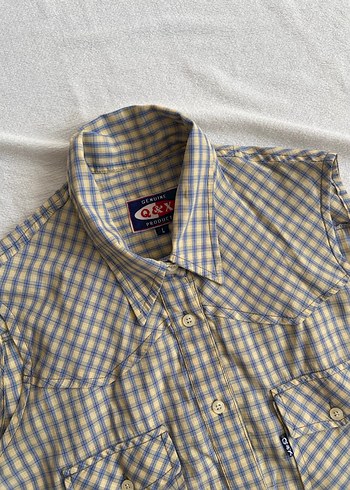 Düğmeli Kolsuz Kadın Gömlek Bej Ekose - Görsel 2