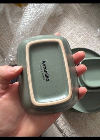 Karemika Gri ve Haki Renkli Kahvaltı takımı 12 kişişik - Görsel 5