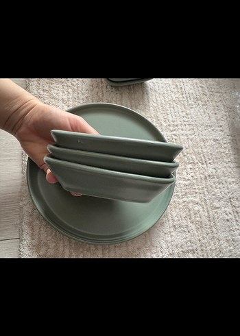 Karemika Gri ve Haki Renkli Kahvaltı takımı 12 kişişik - Görsel 7