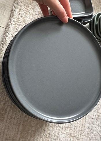 Karemika Gri ve Haki Renkli Kahvaltı takımı 12 kişişik - Görsel 2