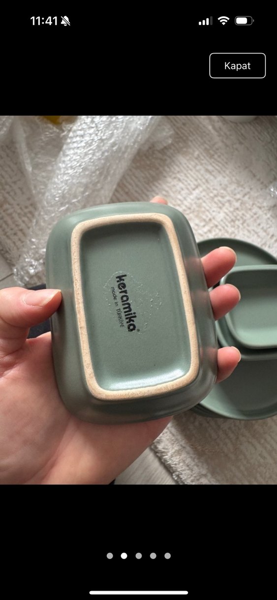 Karemika Gri ve Haki Renkli Kahvaltı takımı 12 kişişik - Görsel 5