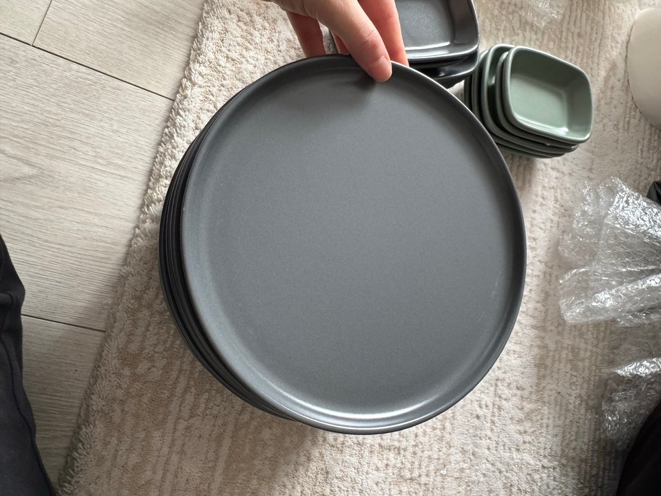 Karemika Gri ve Haki Renkli Kahvaltı takımı 12 kişişik - Görsel 2